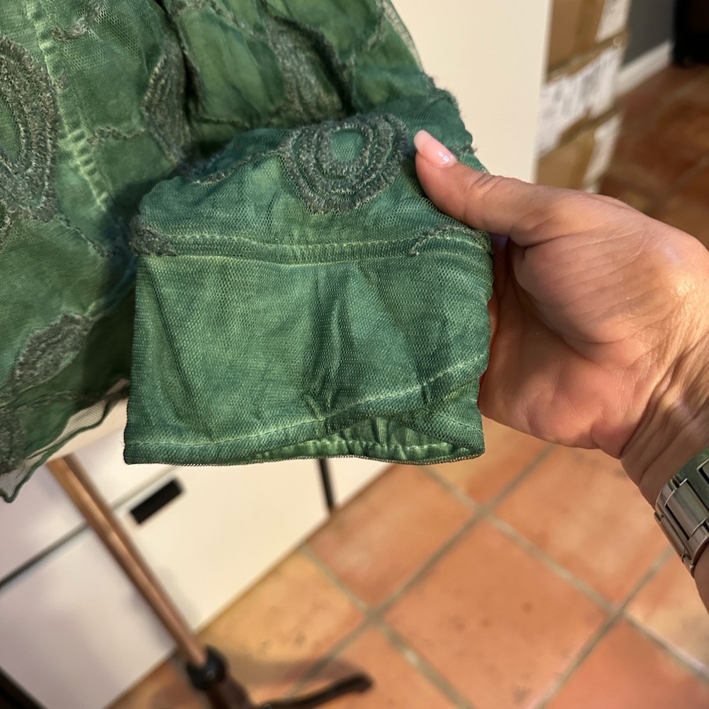 Green Boho style women’s blazer Jacket - Picture 4 of 15